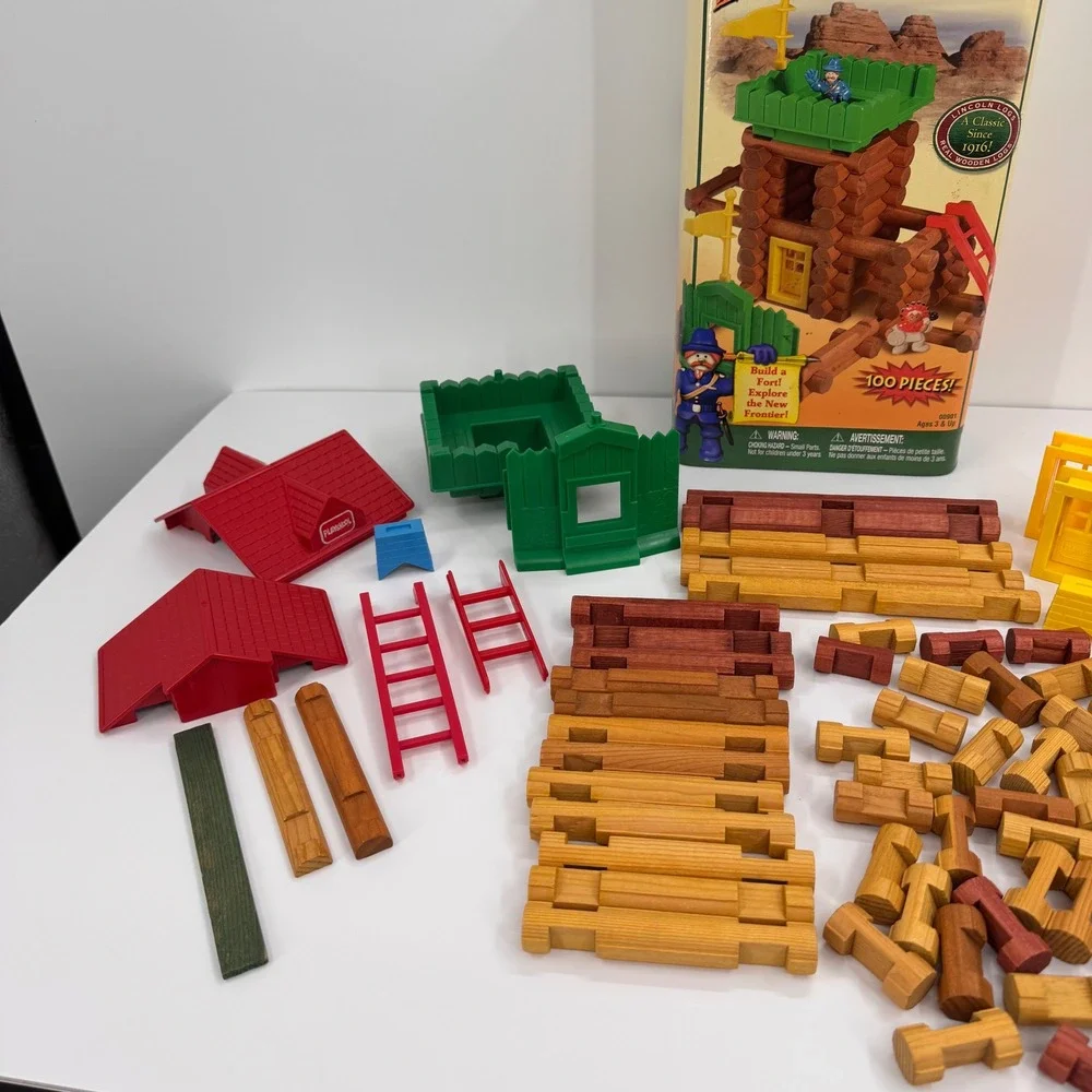 Lincoln Logs Frontier Explorer Incomplete Real Wood Building Set 00901 100 Piece